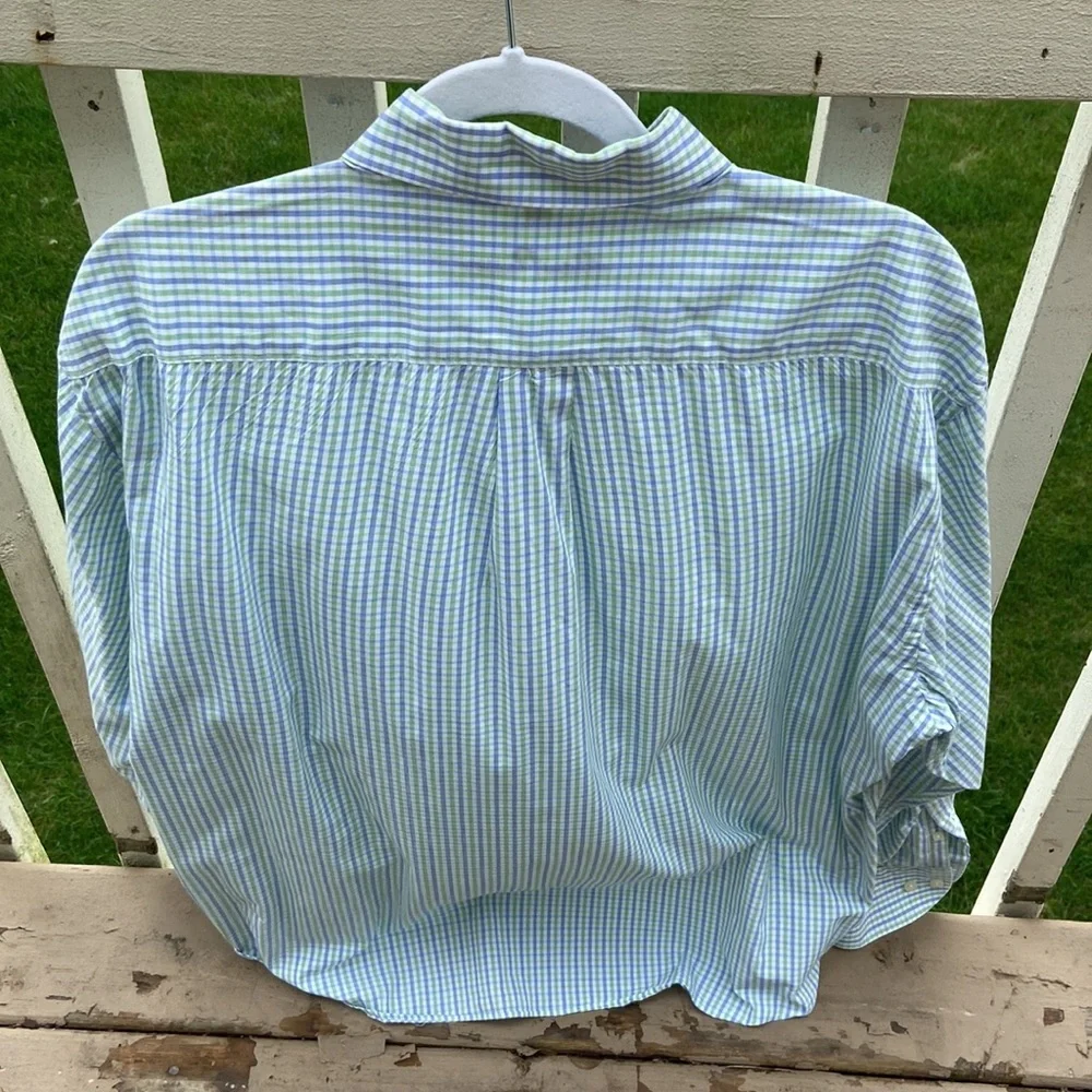 Men’s Alan Flusser small plaid green and blue button down, Size XL, Lightweight - Picture 3 of 17
